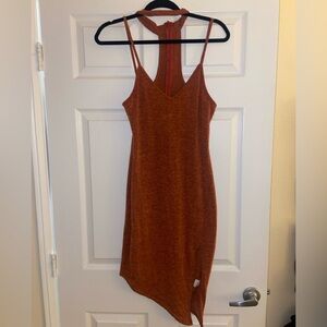 Rust Orange Asymmetrical Dress